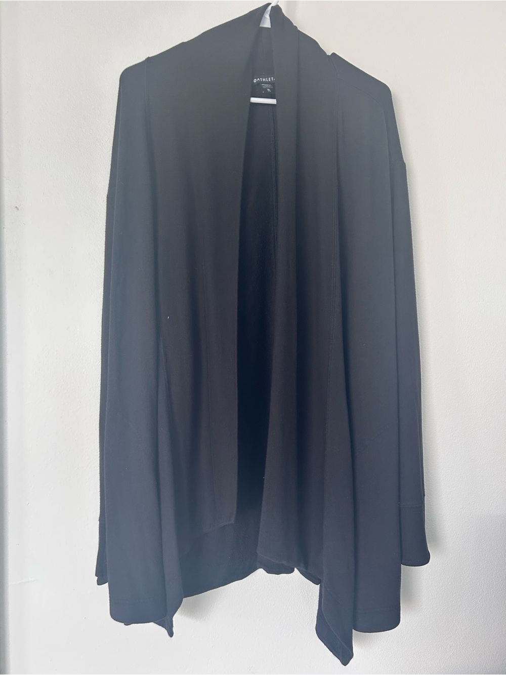 Athleta Pranayama Restore Wrap Black Open-Front Draped Cardigan Size XL